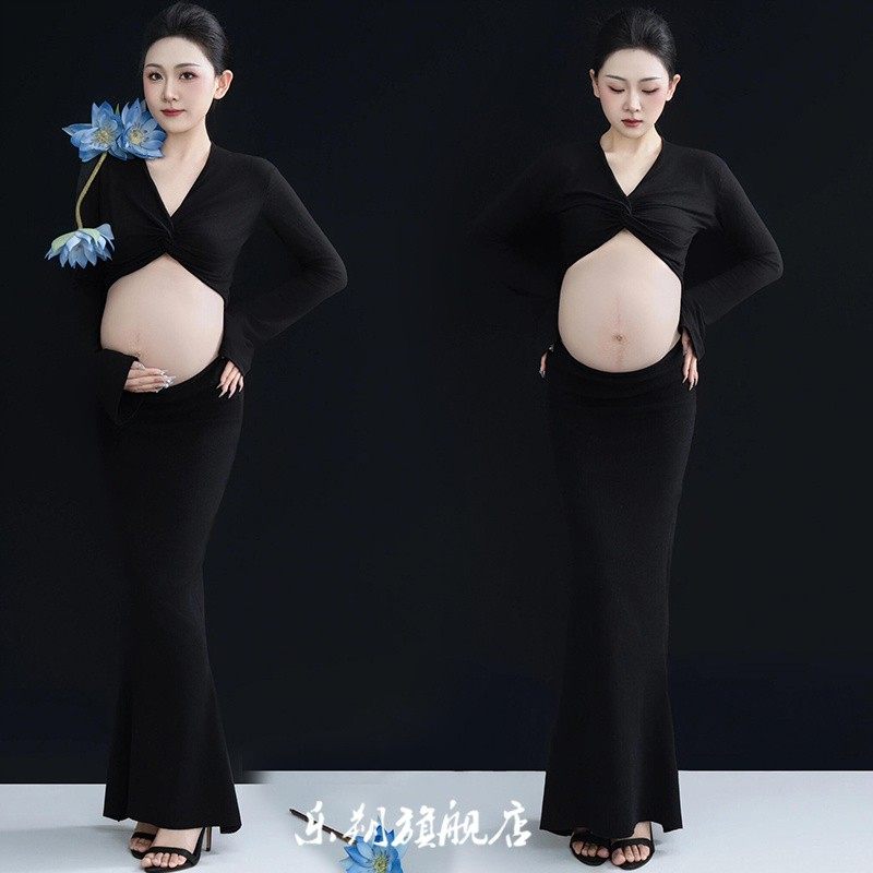孕妇照服装影楼新款时尚轻奢风高级感孕妈咪大肚照写真衣服在家拍