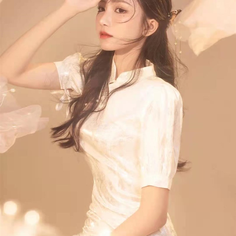影楼主题御姐国潮中国风复古短款旗袍性感连衣裙写真艺术照服装