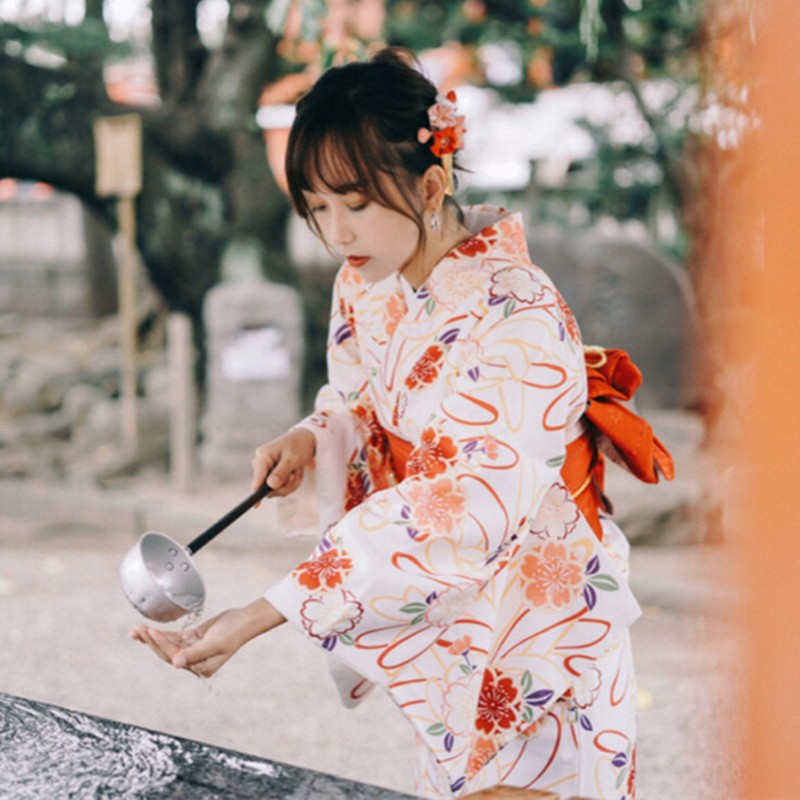 日式和风浴衣连衣裙神明少女现代改良版 和服旅拍少女装