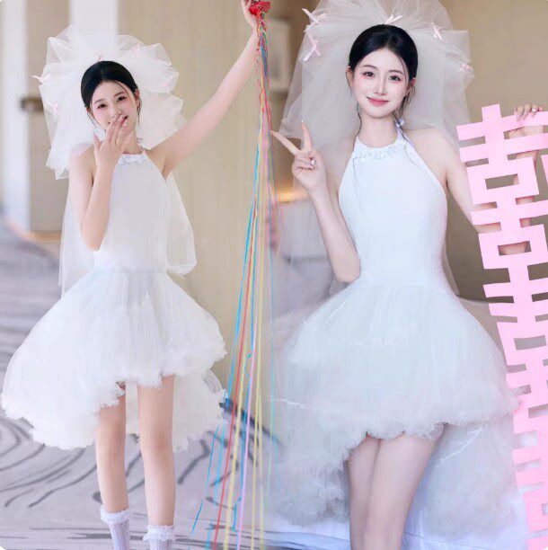 新款晨袍女新娘高级感订婚轻婚纱绝美领证登记拍照晚礼服裙写真服