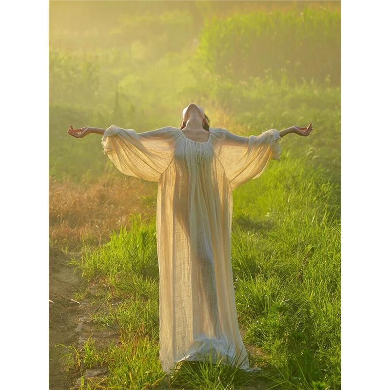 新中式复古简约高级感冷淡风连衣裙压皱V领长袖系收腰晨袍睡袍女,户外/登山/野营/旅行用品,其他户外服装,淘宝优惠券,粉丝福利购,淘宝优惠卷