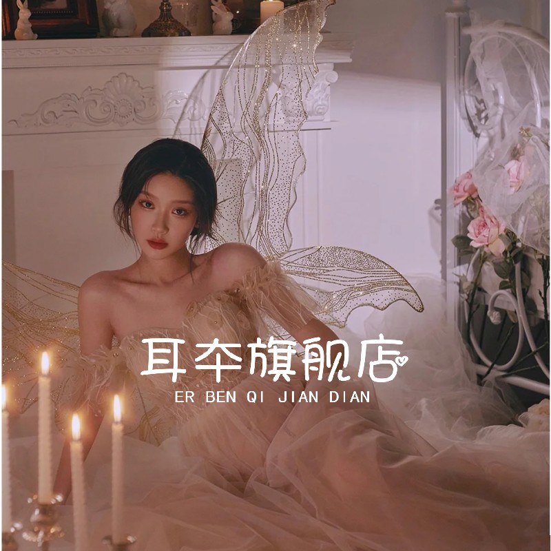 新款孕妇照服装影楼妈咪艺术照性感梦幻精灵金色孕妇摄影婚纱礼服