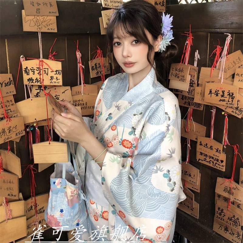新款日式和服浴衣文艺复古小清新少女连衣裙旅拍改良和服神明少女