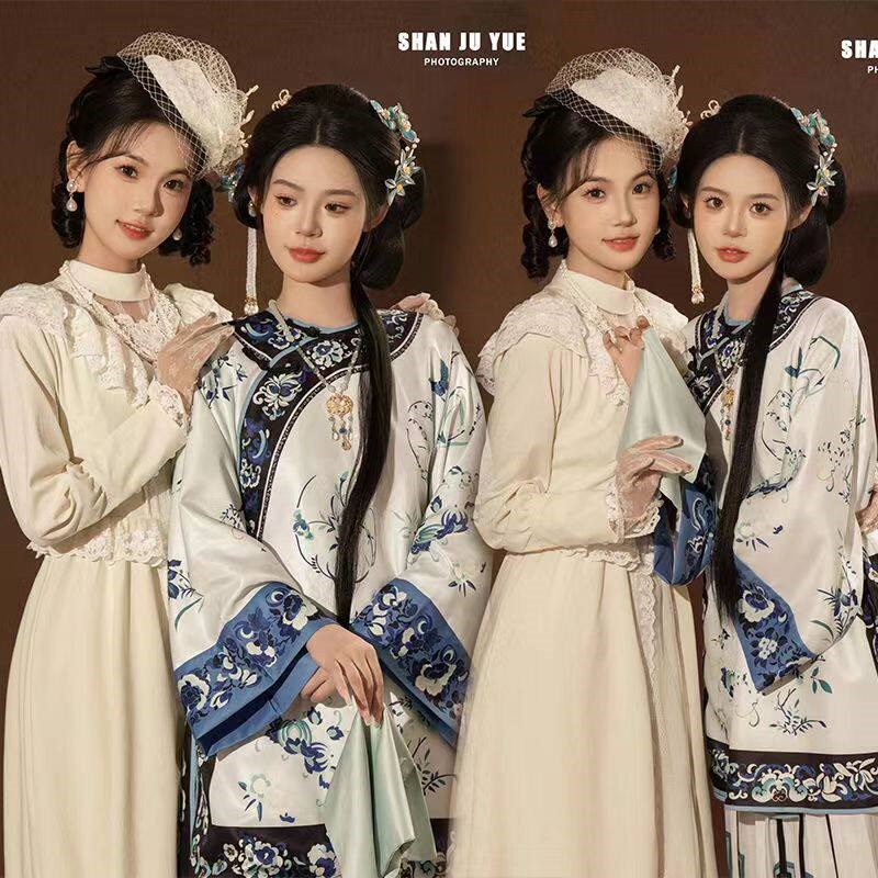 清汉服女和留洋大小姐闺蜜写真拍照服装复古风清朝格格服旅拍衣服