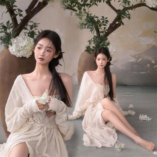 影楼新款主题服装复古油画风法式超仙少女连衣裙个人艺术照摄影服