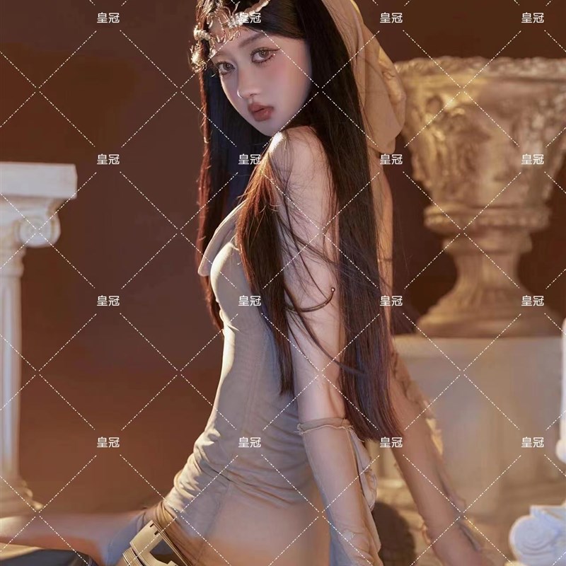 影楼新款敦煌长裙废土风连帽连衣裙西北沙漠裙子异域风情写真服装