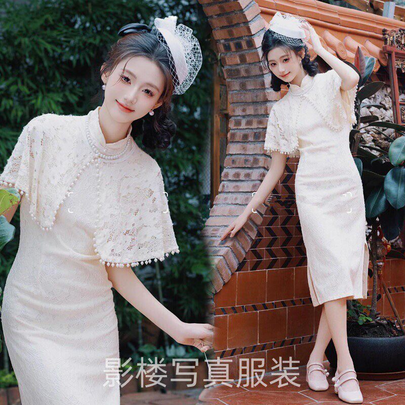 新款留洋大小姐民国风复古旗袍旧上海气质名媛风旅拍写真摄影服装