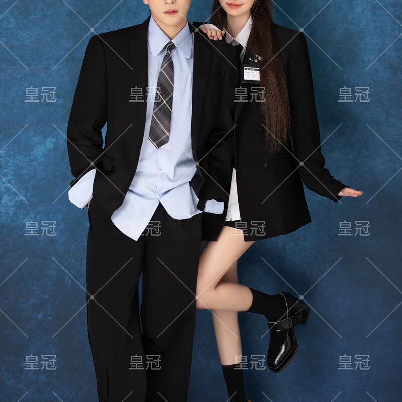 美式证件照甜酷风情侣拍摄服装 均码校园学院风毕业季摄影服