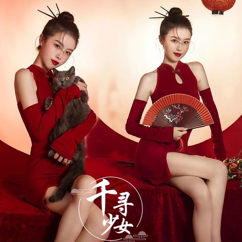 2023春季写真旗袍服装 少女性感红色中国风复古影楼主题,户外/登山/野营/旅行用品,其他户外服装,淘宝优惠券,粉丝福利购,淘宝优惠卷