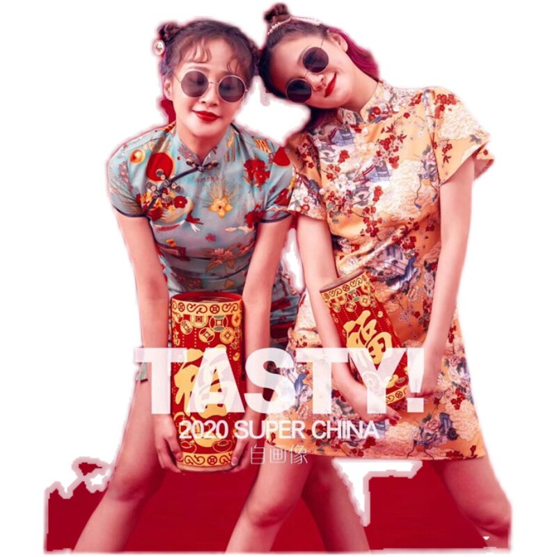 影楼新款闺蜜旗袍复古国潮姐妹艺术照甜美中国风旗袍写真主题服装