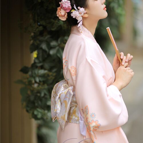 神明少女和服日式和风粉色文艺复古少女连衣裙正装传统改良中国风