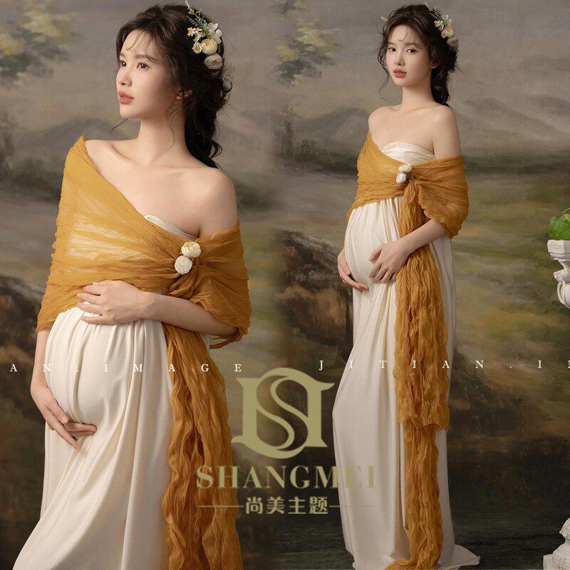 影楼孕妇写真主题服饰针织国风时尚辣妈艺术照摄影拍照礼服婚纱