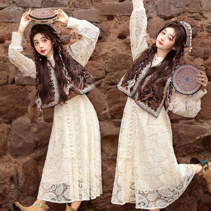 新款超仙楼兰刺绣敦煌异域风西部民族风元素国风古典西域公主服装