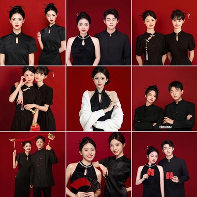 影楼新中式情侣肖像证件照写真服装闺蜜摄影结婚登记照艺术照服装