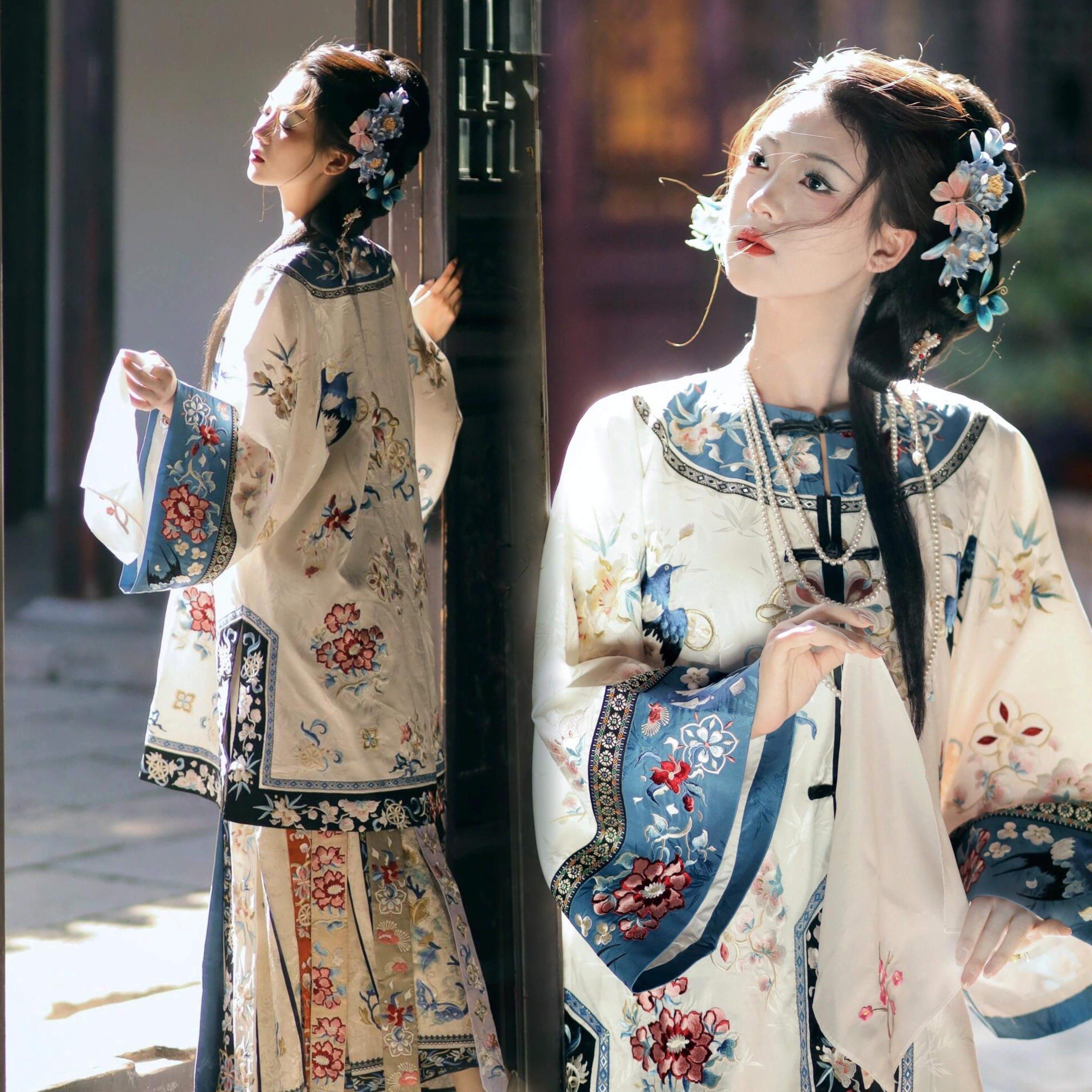 2024影楼新中式国风宫廷风清朝古装汉服上衣马面裙两件套旅拍服装