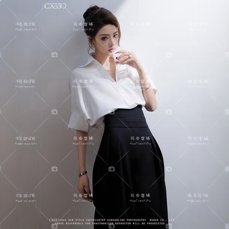 影楼新款时尚高级感衬衫主题个性杂志情绪肖像形象照写真摄影服装