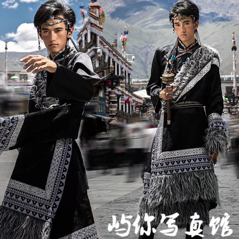 影楼新款时尚个人男士民族风藏族旅拍新款藏袍艺术写真照摄影服装