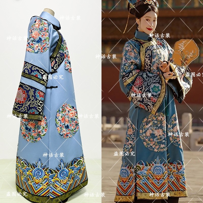 实拍拍摄故宫古董衣实物清装吉服旗服格格服装皇后装女古装妃子_虎窝淘