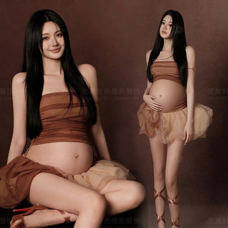 孕妇装影楼服装高级感氛围感艺术照写真公主蓬蓬裙套装孕妈咪服饰