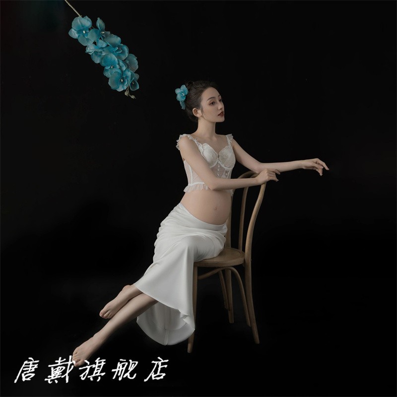 新款孕妇照服装影楼小清新性感唯美吊带半身裙孕妈咪大肚摄影服装