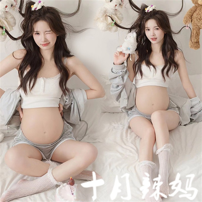 影楼孕妇新款主题韩系甜美可盐可甜休闲套装孕妈个人艺术拍照服装