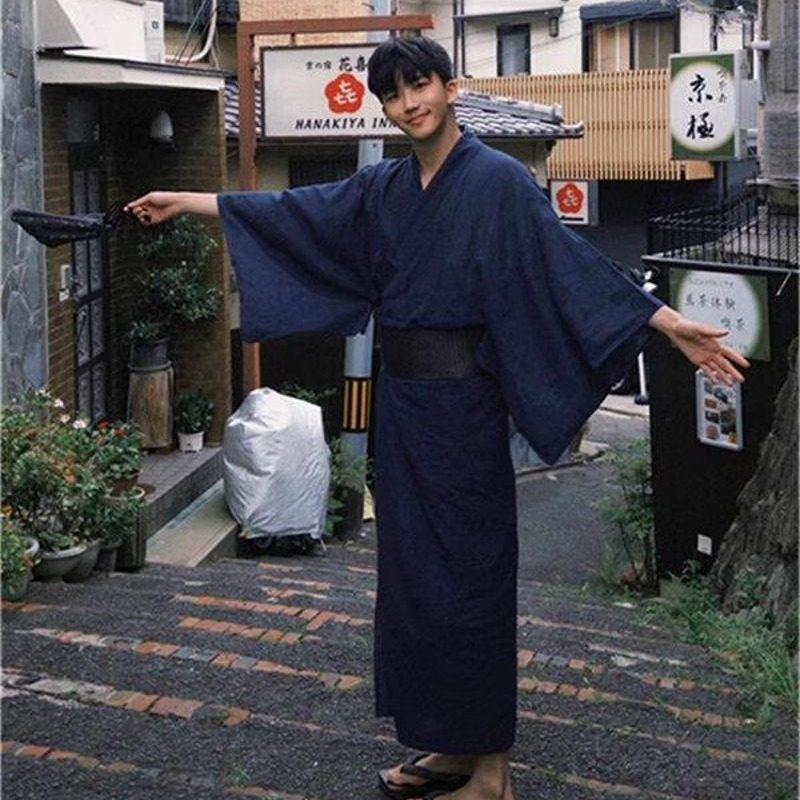 日本传统男士和服浴衣长袍武士写真正装和服男日式cos服装摄影服
