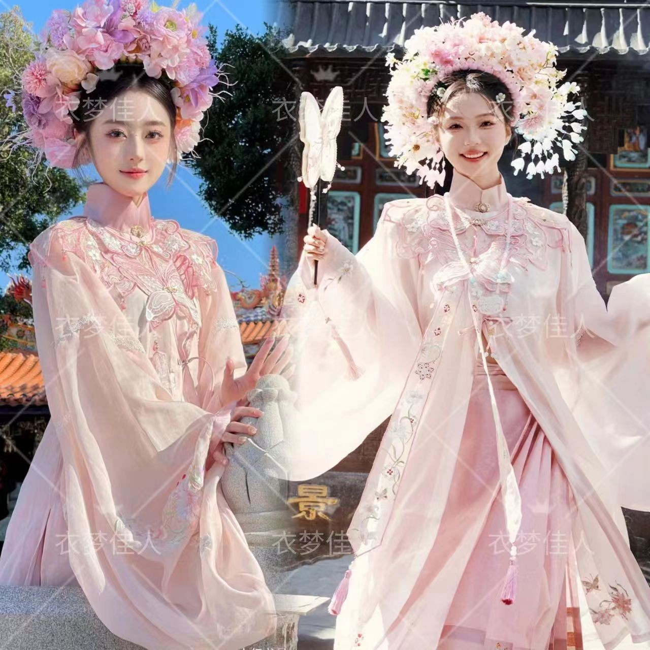 泉州浔埔女簪花明制汉服写真服装复古旗袍民族风外景拍照旅拍摄影
