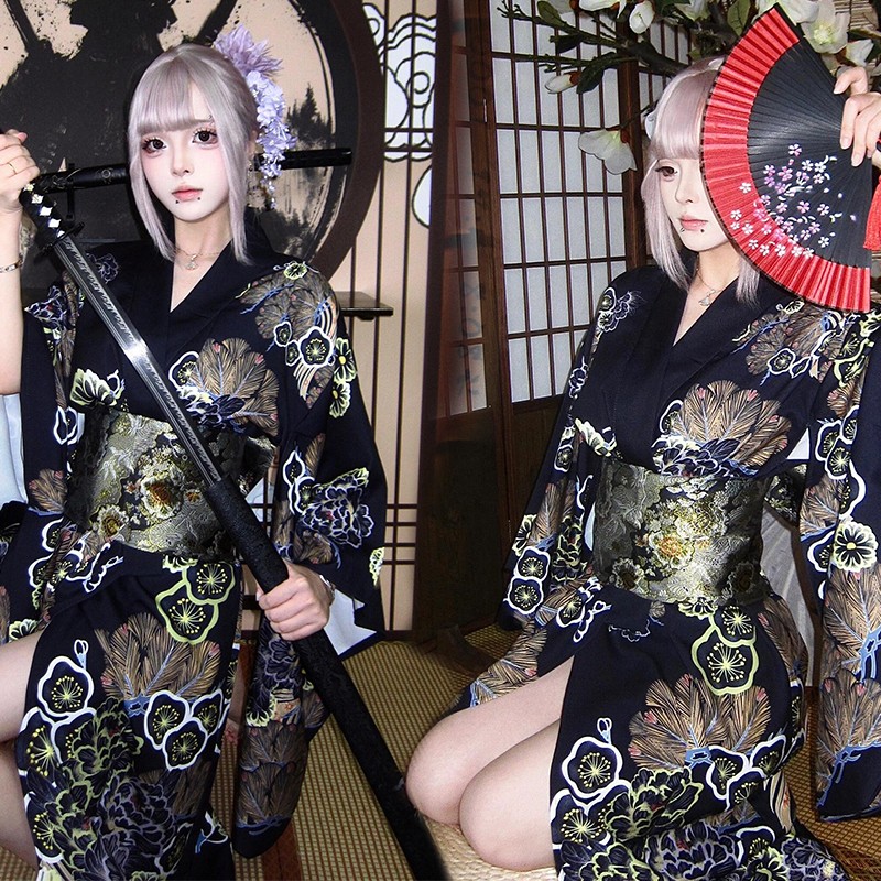 日本和服黑道千金神明少女改良日式写真浴衣正装传统摄影拍照服装