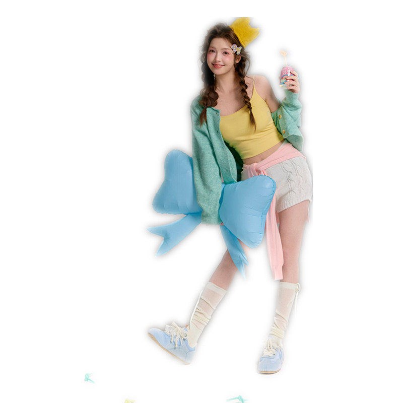 影楼新款韩系甜妹多巴胺彩色套装少女小清新写真氛围感艺术照服装