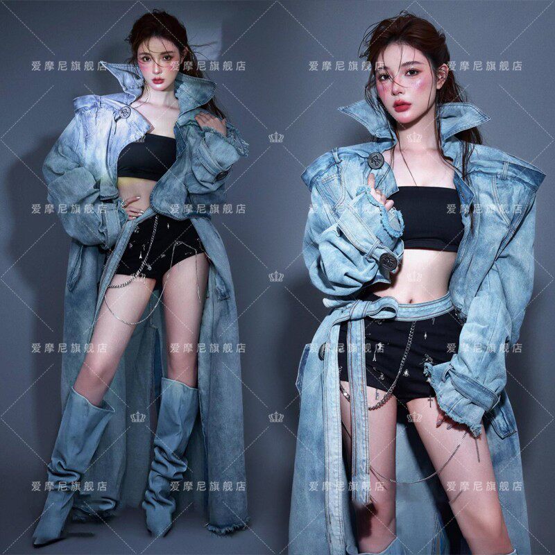 影楼新款韩杂时尚辣妹牛仔风甜酷少女服装个性拽姐情绪艺术照摄影