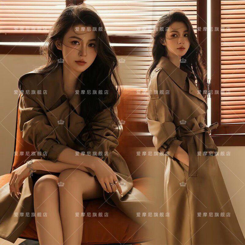 2025工作室影楼法式时尚优雅氛围感风衣拍照写真气质肖像摄影服装