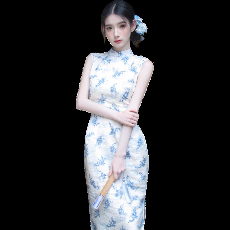 照相馆新款中式小清新复古改良旗袍碎花民国少女文艺风写真洋装