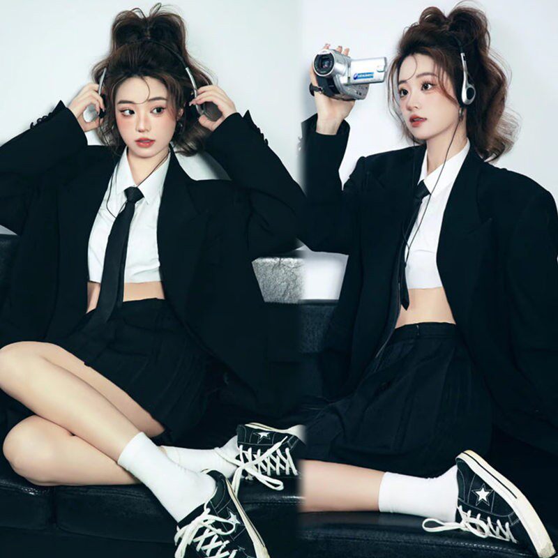 影楼写真主题韩杂少女学院风美式证件照JK制服个人艺术照摄影服装