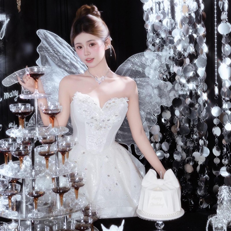 亮片短款蓬蓬裙生日写真主题服装梦幻少女精灵艺术照摄影舞台演出