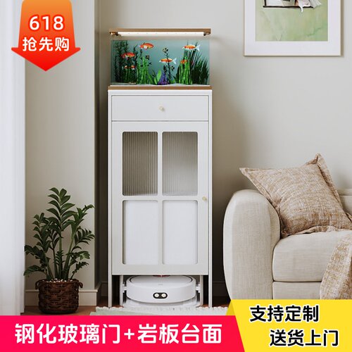 现代简约岩板餐边柜扫地机收纳柜