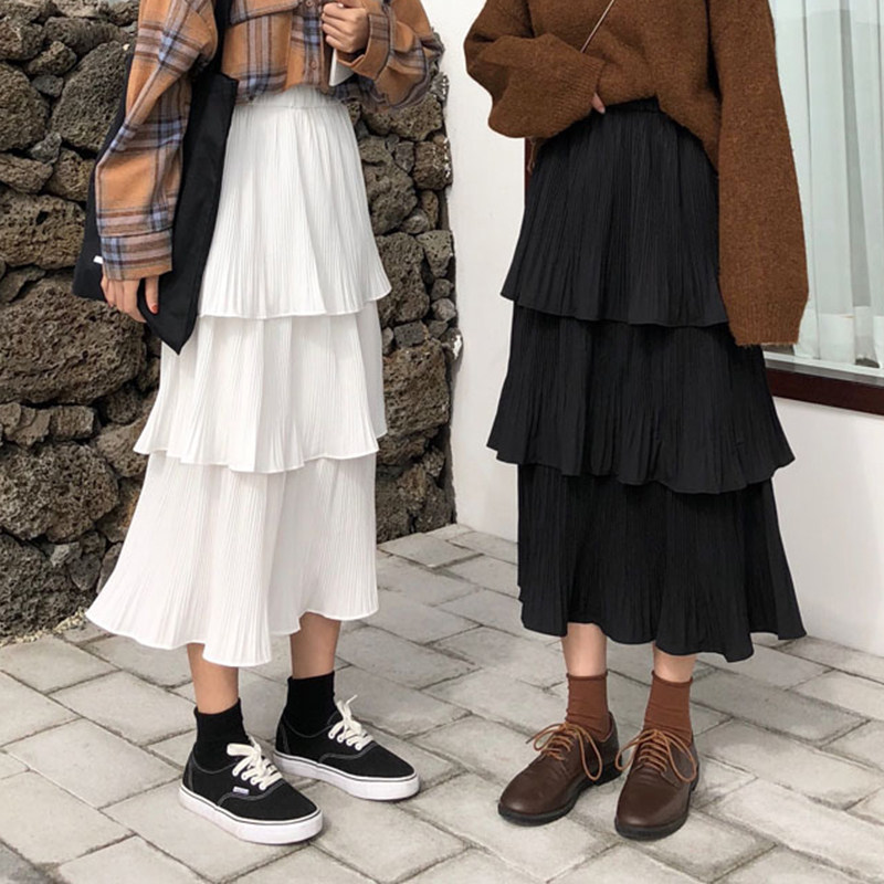 chic高腰中長款蛋糕裙子2018新款冬裝女韓版百搭文藝氣質半身裙潮在類目 女裝/女士精品, 半身裙中 - 來自Buy2taobao.com提供專業的淘寶代購服務