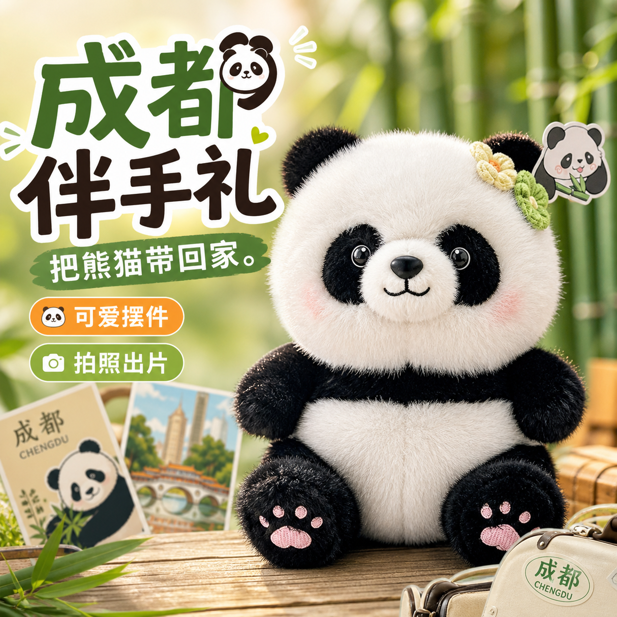 成都熊猫毛绒公仔伴手礼