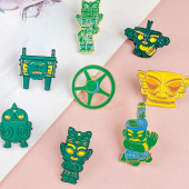 三星堆金属胸针创意青铜器面具别针四川成都旅游纪念品文创徽章