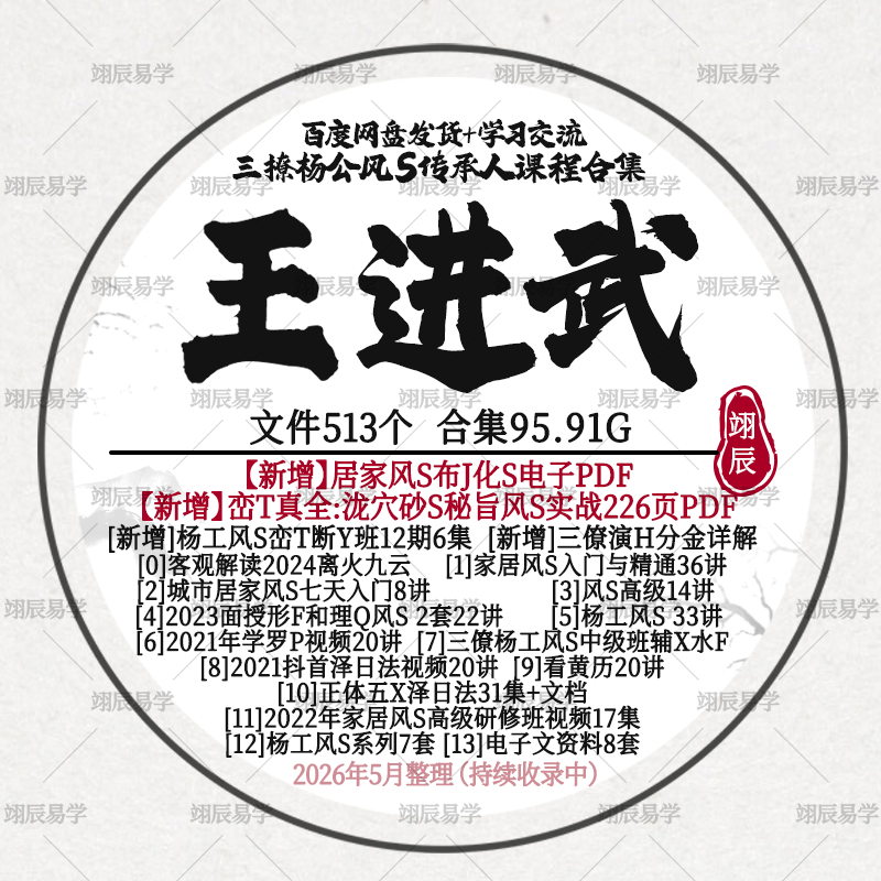 王进武城市居家2024泽日杨工风S黄历罗盘入门精通课程教程合集