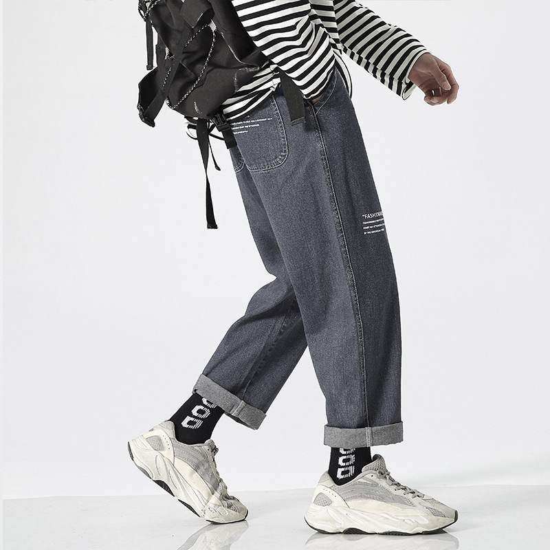 Baggy straight jeans men's print wide leg 9-inch pants阔腿裤|ruв категории Мужская одежда, брюки - от Buy2taobao.com для оказания профессиональной услуги покупки агента Taobao