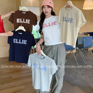 2600 1986 秋上新2025秋季 韩系贴布绣工艺设计短袖 T恤YS3