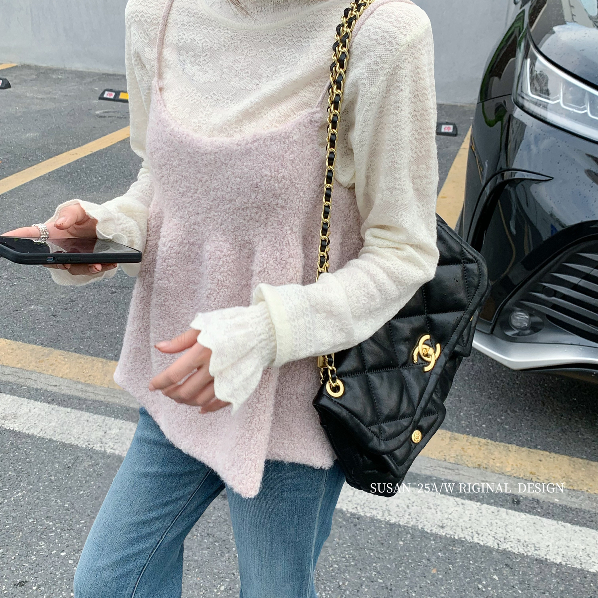 SUSAN-韩系减龄天花板百搭单品～皮衣温柔超出片针织马甲2272s