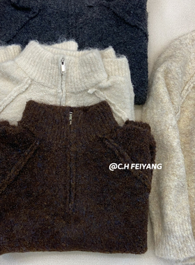 彩虹飞扬/C.HFEIYANG-冬上新立领半拉链插肩袖韩版保暖毛衣2543