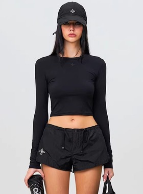 现货~随意对比】Hug拥抱皮肤修身上衣XS圆领简约弹力长袖秋新款