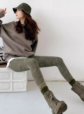 2025新款紧身迷彩健身裤外穿九分裤运动瑜伽弹力修身打底裤女