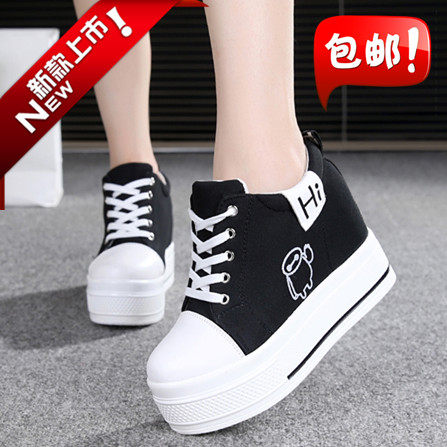 2018秋冬女士低幫帆布鞋子韓版潮厚底松糕學生單鞋內增高休閑鞋女在類目 女鞋, 低幫鞋中 - 來自Buy2taobao.com提供專業的淘寶代購服務
