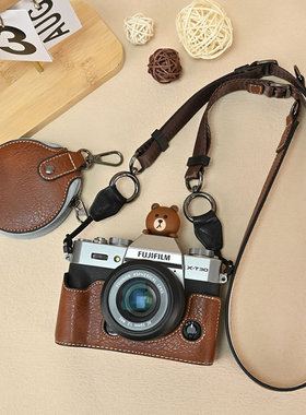 富士XT30二代保护套XS20相机包XE5壳适用x100vi底座xt50皮套斜跨