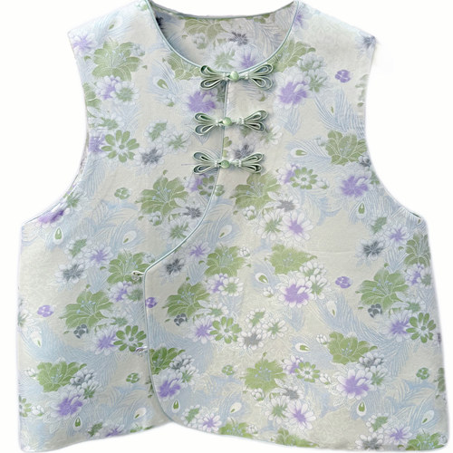 新中式100%桑蚕丝三马马甲