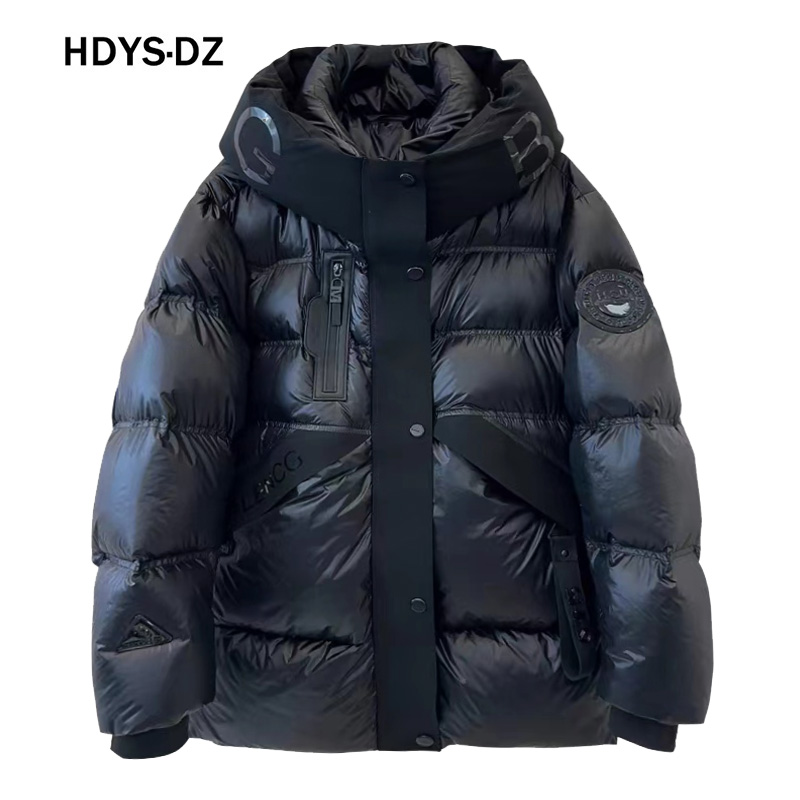 欧货黑金短款羽绒服连帽加厚保暖