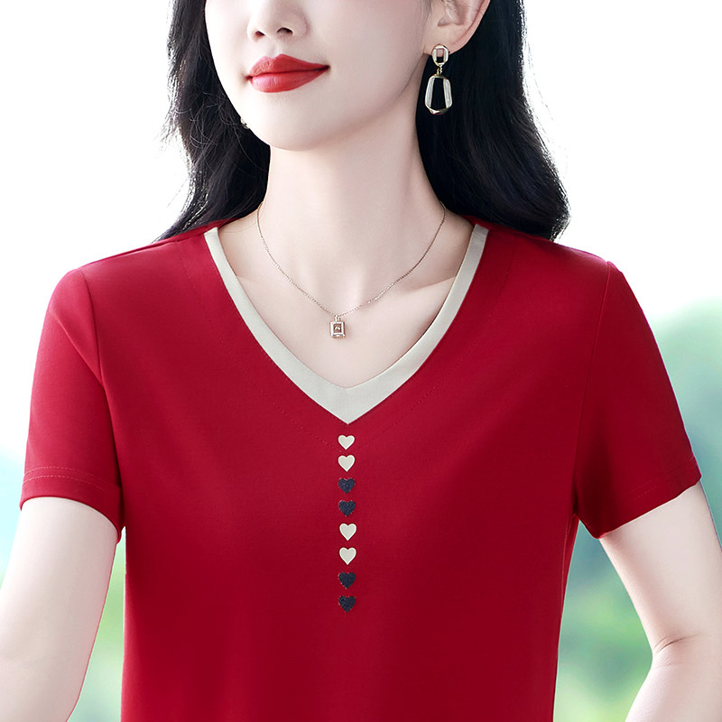 2025新款中老年女士短袖t恤夏季休闲运动服女妈妈洋气减龄薄